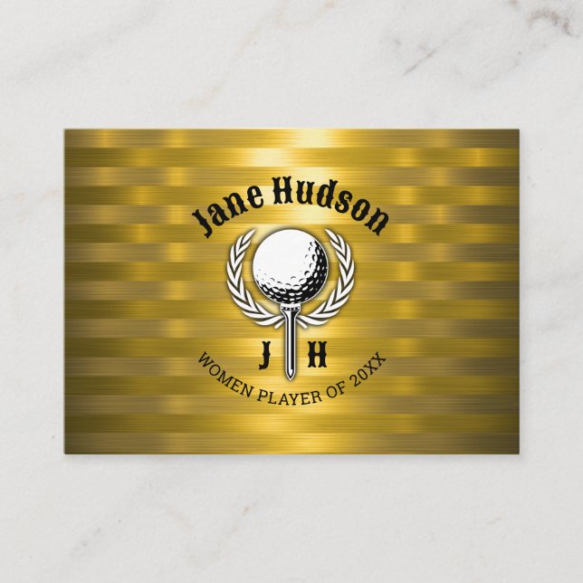 Gold Elegant Ladies Golf Monogram Design Business Card (Front)