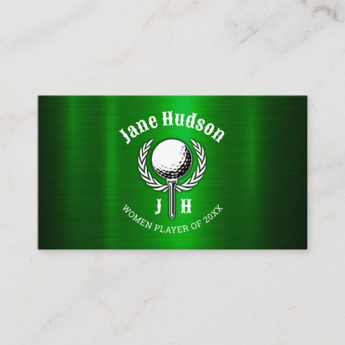 Gold Elegant Ladies Golf Monogram Design Business Card