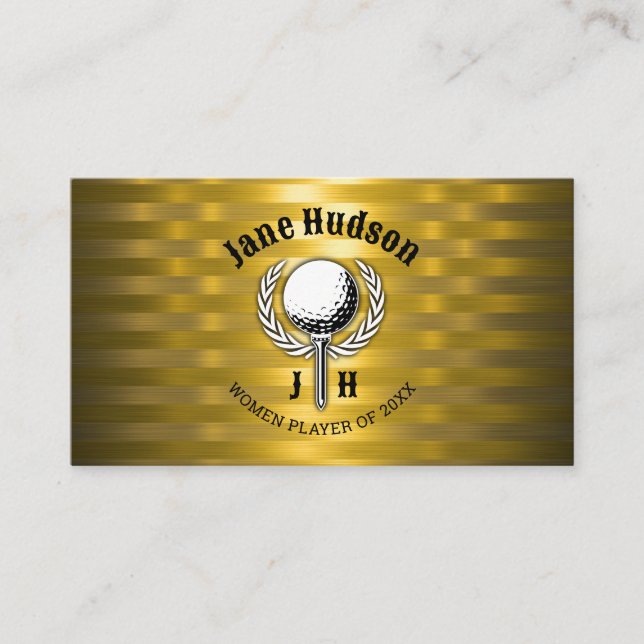 Gold Elegant Ladies Golf Monogram Design Business Card (Front)