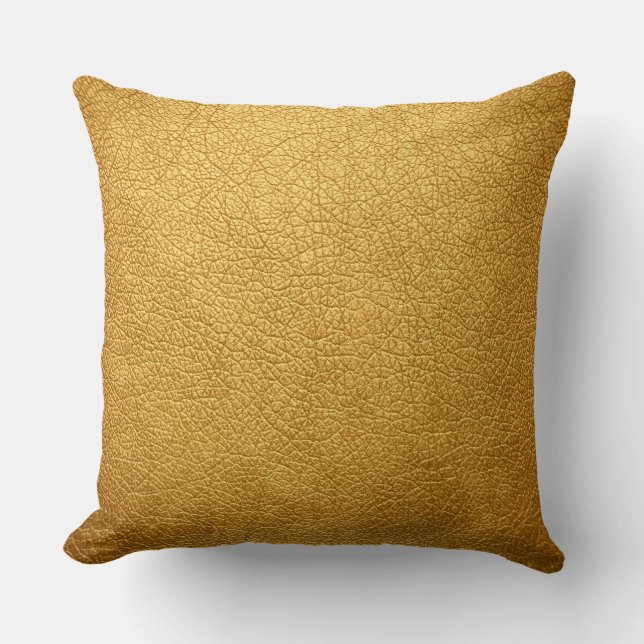 Gold Elegant Leather Look Throw Pillow (Front)
