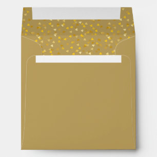 Gold Elegant Love Hearts Confetti Return Address Envelope