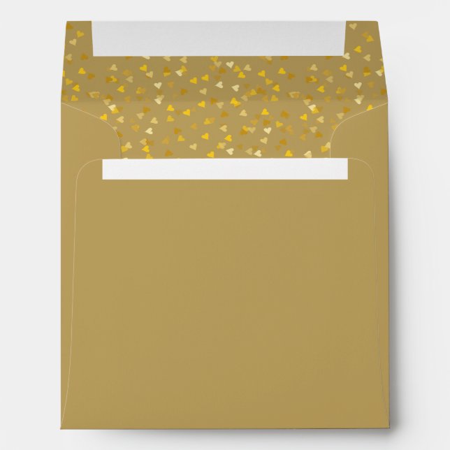 Gold Elegant Love Hearts Confetti Return Address Envelope (Back (Bottom))