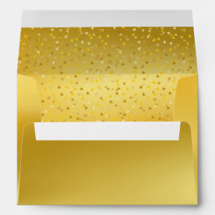 Gold Elegant Love Hearts Confetti Return Address Envelope