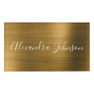 Gold Elegant Luxury Foil Modern Name Tag