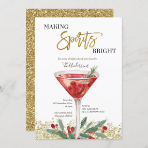 Gold Elegant Making Spirits Bright Cocktail Invitation
