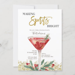 Gold Elegant Making Spirits Bright Cocktail Invitation 