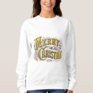 Gold Elegant Merry Christmas Rustic Vintage Sweatshirt