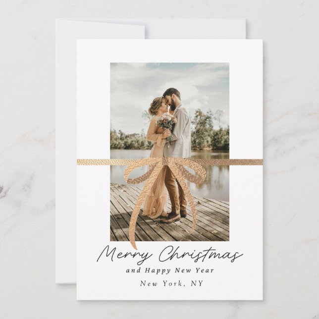 Gold Elegant Minimalist Christmas Card (Front)