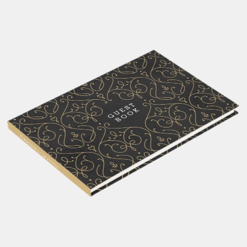 Gold elegant modern classic vintage wedding guest book