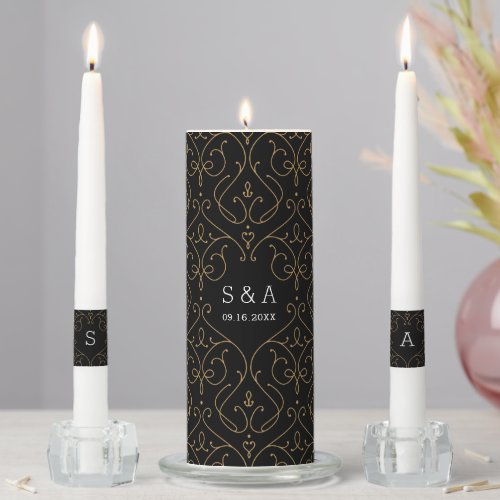 Gold elegant modern classic vintage wedding unity candle set