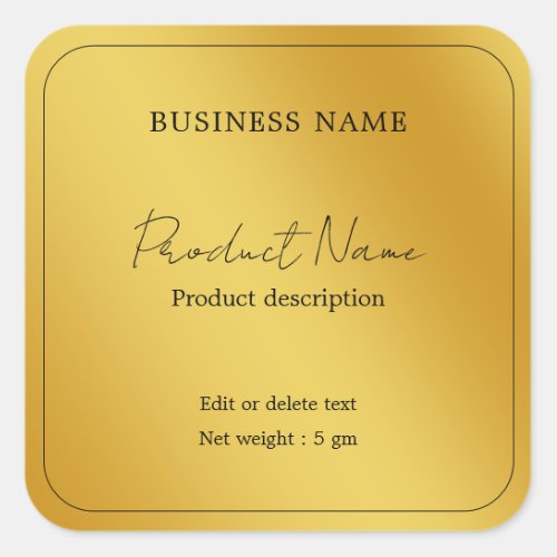 Gold Elegant Modern Minimal Square Product Label