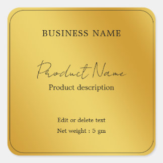 Gold Elegant Modern Minimal Square Product Label