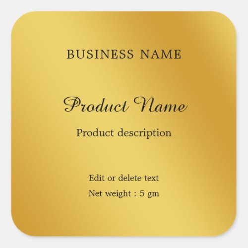 Gold Elegant modern minimal square product label