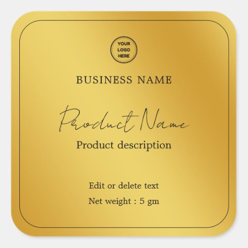 Gold Elegant Modern Minimalis Square Product Label