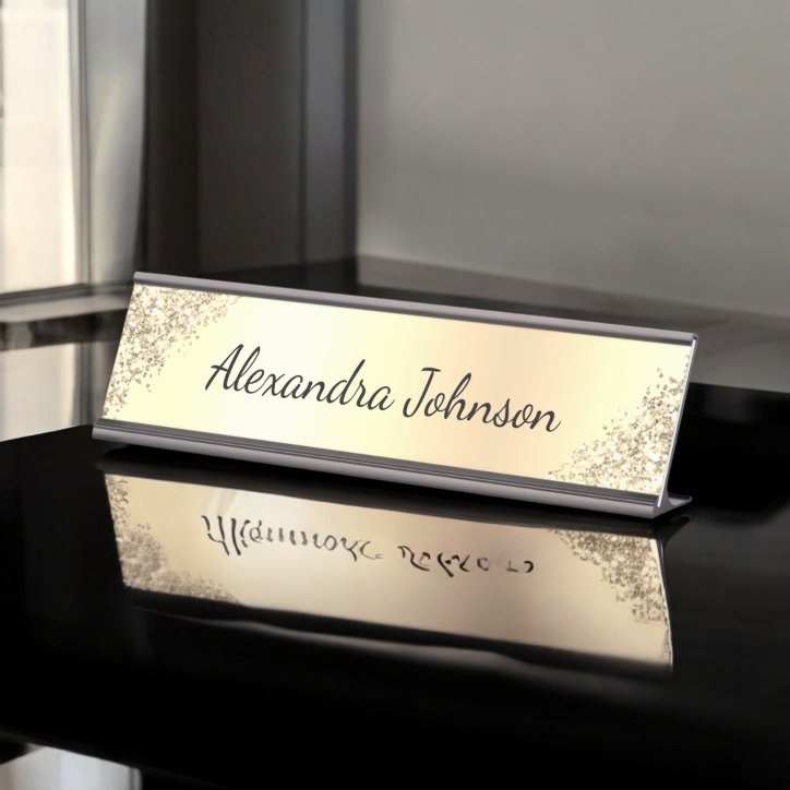 Gold Elegant Modern Professional Office Desk Name Plate