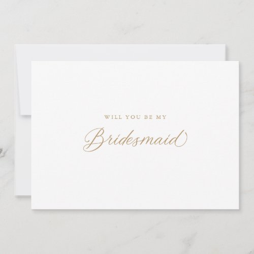 Gold Elegant Modern Script Bridesmaid Proposal Invitation