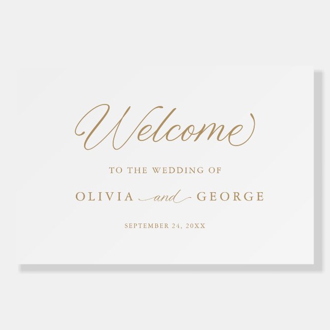 Gold Elegant Modern Script Calligraphy Foam Board (Front)