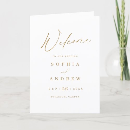 Gold elegant modern script minimalist wedding program