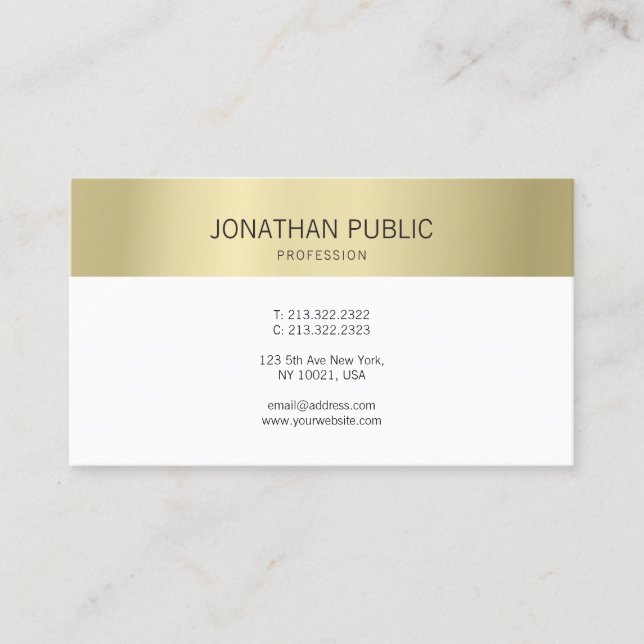 Gold Elegant Modern Simple Professional Plain Business Card (Front)