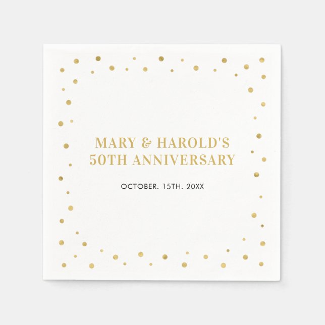 Gold Elegant Modern Wedding Anniversary Party Napkins (Front)
