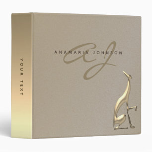 Gold Elegant Monogram 3 Ring Binder