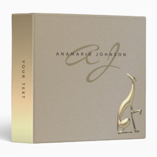 Gold Elegant Monogram 3 Ring Binder