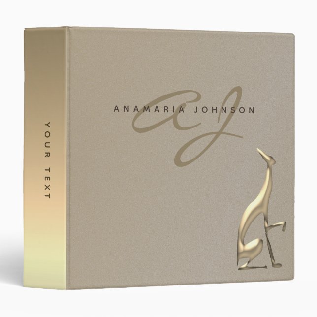 Gold Elegant Monogram 3 Ring Binder (Front/Spine)