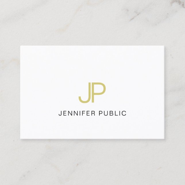 Gold Elegant Monogram Design Trendy Modern Plain Business Card (Front)