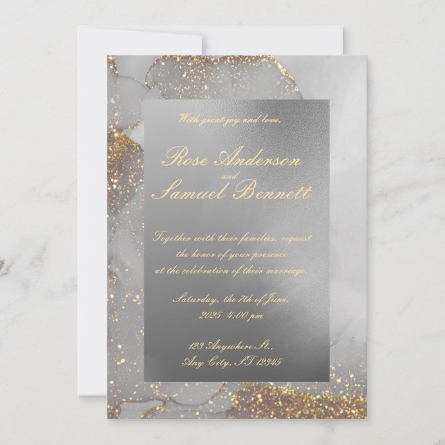 Gold Elegant Monogram Wedding Invitation (Front)