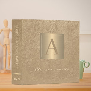 Gold elegant monogrammed modern name script office 3 ring binder
