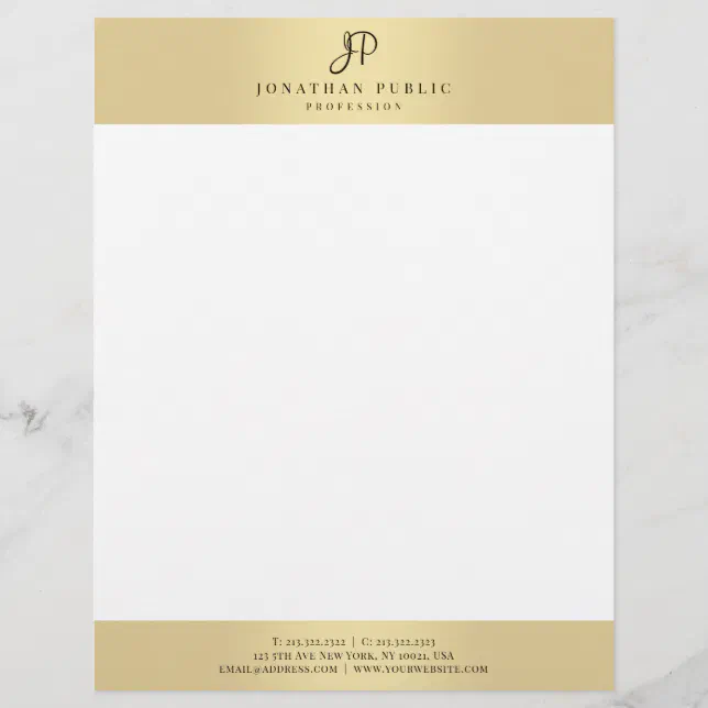 Gold Elegant Monogrammed Template Glamorous Letterhead | Zazzle