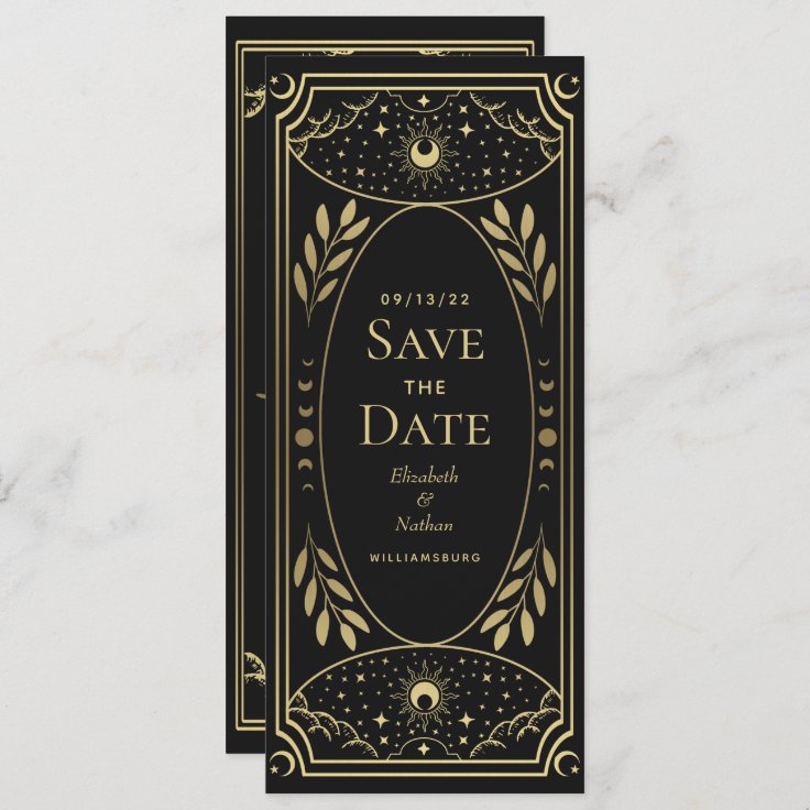 Gold Elegant Mystical Tarot Card Save the Date | Zazzle