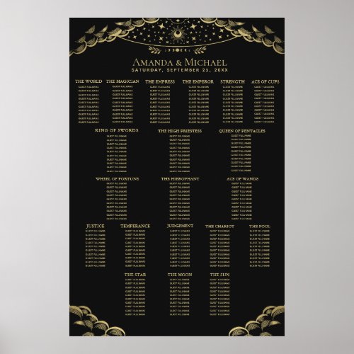 Gold Elegant Mystical Tarot Wedding Seating Chart