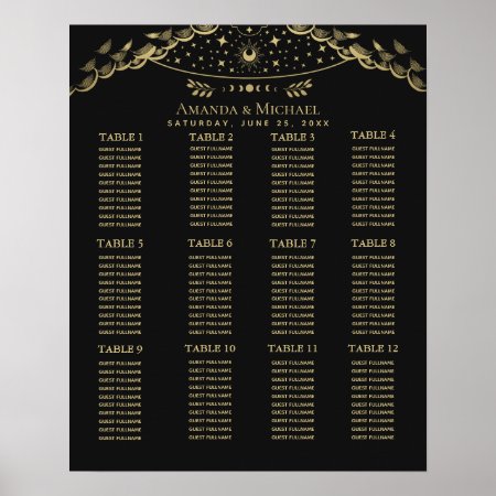 Gold Elegant Mystical Tarot Wedding Seating Chart