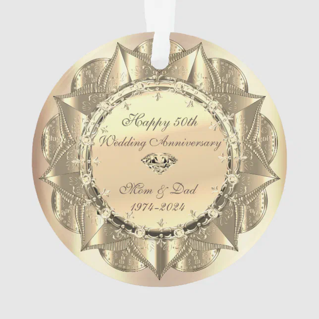 Gold Elegant Ornament 50th Wedding Anniversary Orn Zazzle