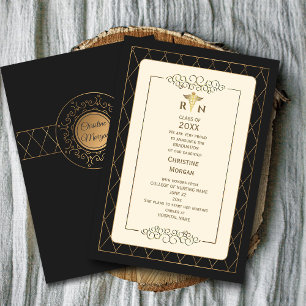 Gold Elegant Ornate Romantic Medical Graduation Announcement