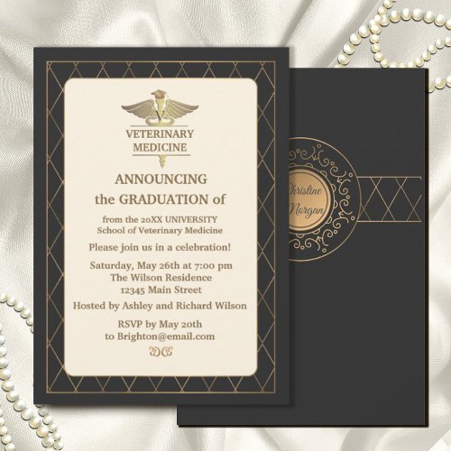 Gold Elegant Ornate Romantic Veterinary Medicine  Invitation