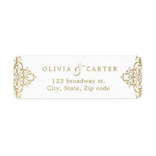 Gold elegant ornate vintage wedding return address label