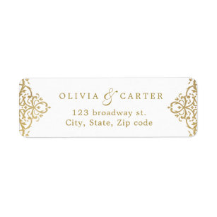 Gold elegant ornate vintage wedding return address label