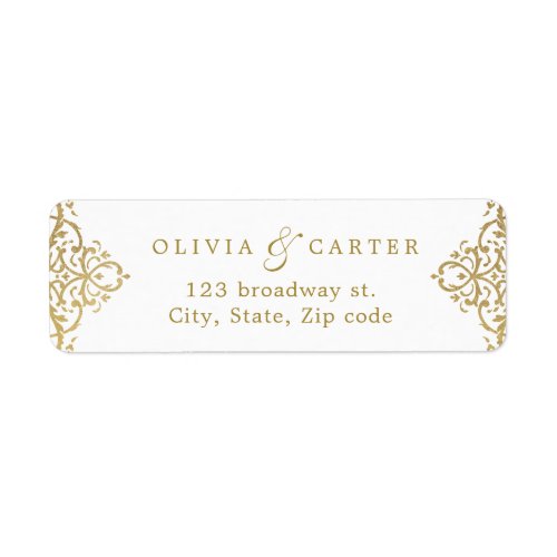 Gold elegant ornate vintage wedding return address label
