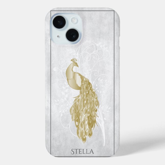 Gold Elegant Peacock Personalized Case-Mate iPhone Case (Back)