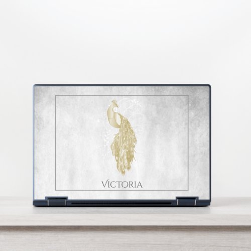 Gold Elegant Peacock Personalized HP Laptop Skin