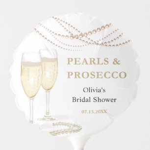 Gold Elegant Pearls and Prosecco Bridal Shower Balloon
