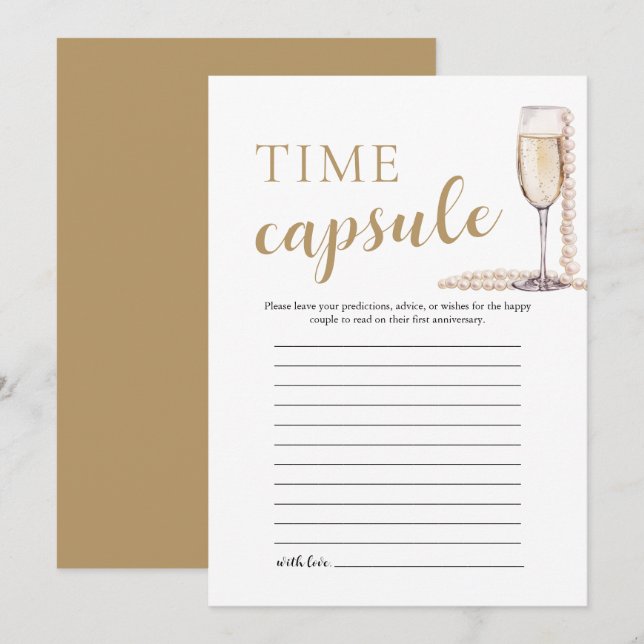 Gold Elegant Pearls and Prosecco Time Capsule Card (Front/Back)