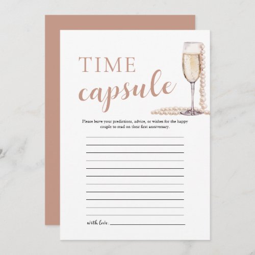 Gold Elegant Pearls and Prosecco Time Capsule Card