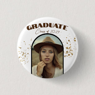 Gold Elegant Pin Education Photo Graduation