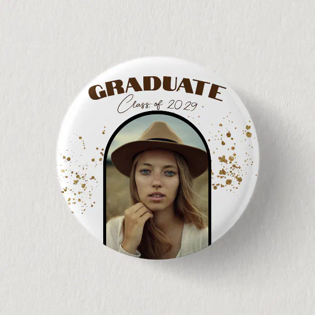 Gold Elegant Pin Education Photo Graduation | Zazzle