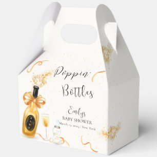 Gold Elegant Poppin Bottles Champagne Baby Shower Favor Boxes