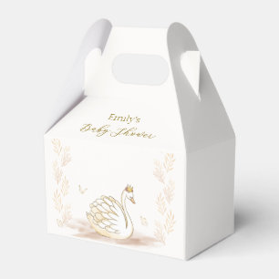 Gold Elegant Princess Swan Butterfly Baby Shower Favor Boxes