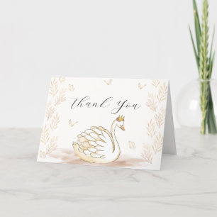 Gold Elegant Princess Swan Butterfly Baby Shower  Letterpress Thank You Card